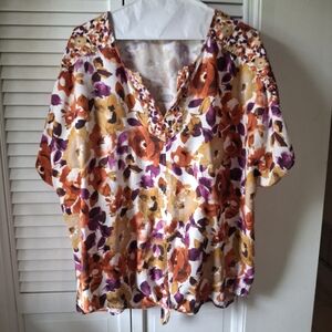 Westbound Multicolor Floral V-Neck Blouse